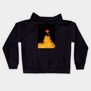 Fries and tomato sauce black background. Kids Hoodie